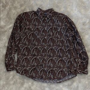 Paisley Patterned Brown Men's Casual Shirt